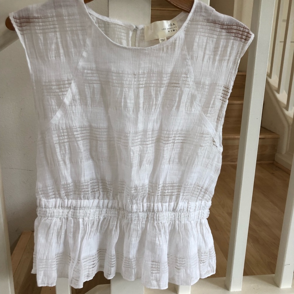 J.O.A. linen blend summer white top - Picture 1 of 4